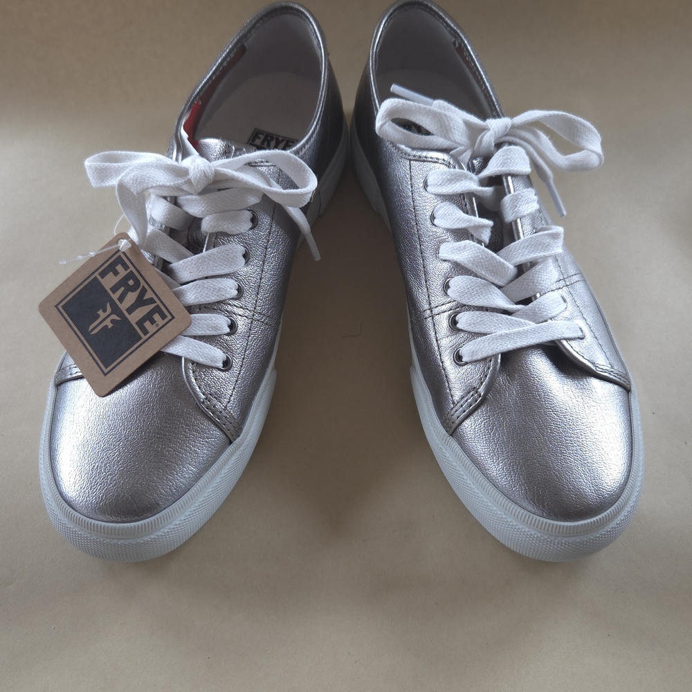Frye Silver Sneakers with White Laces